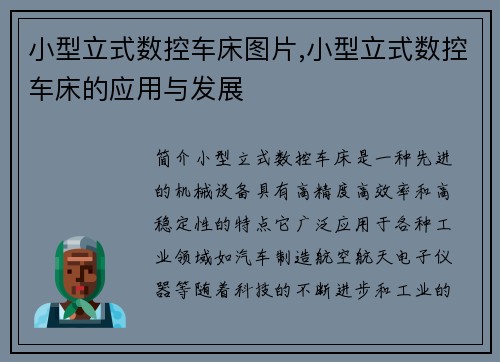 小型立式数控车床图片,小型立式数控车床的应用与发展